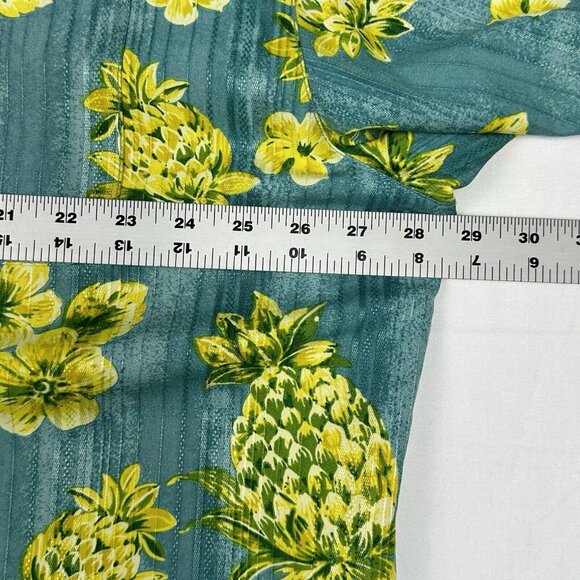 TOMMY BAHAMA Men's Sz 2XL Shirt Pineapple‎ Blue CAMP HAWAIIAN SILK Yellow Floral - Picture 3 of 7